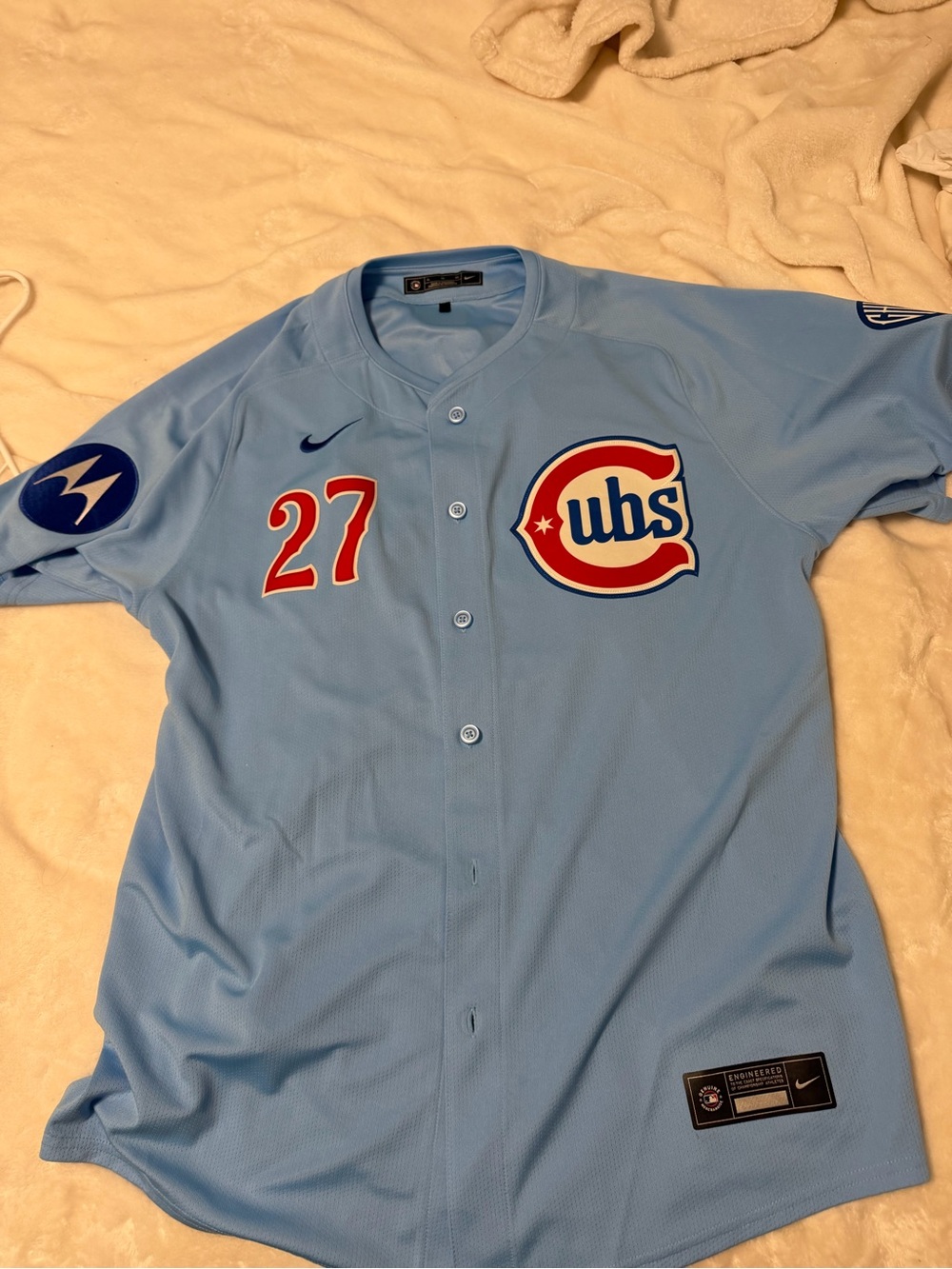 Nike Light Blue Chicago Cubs Men's Baseball Jersey - #27